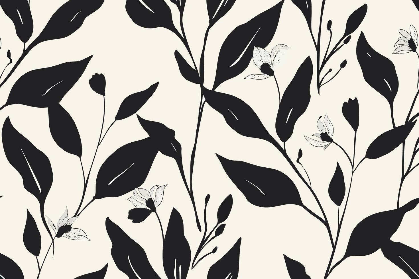 Seamless Pattern of Floral Silhouettes. icon design. vector