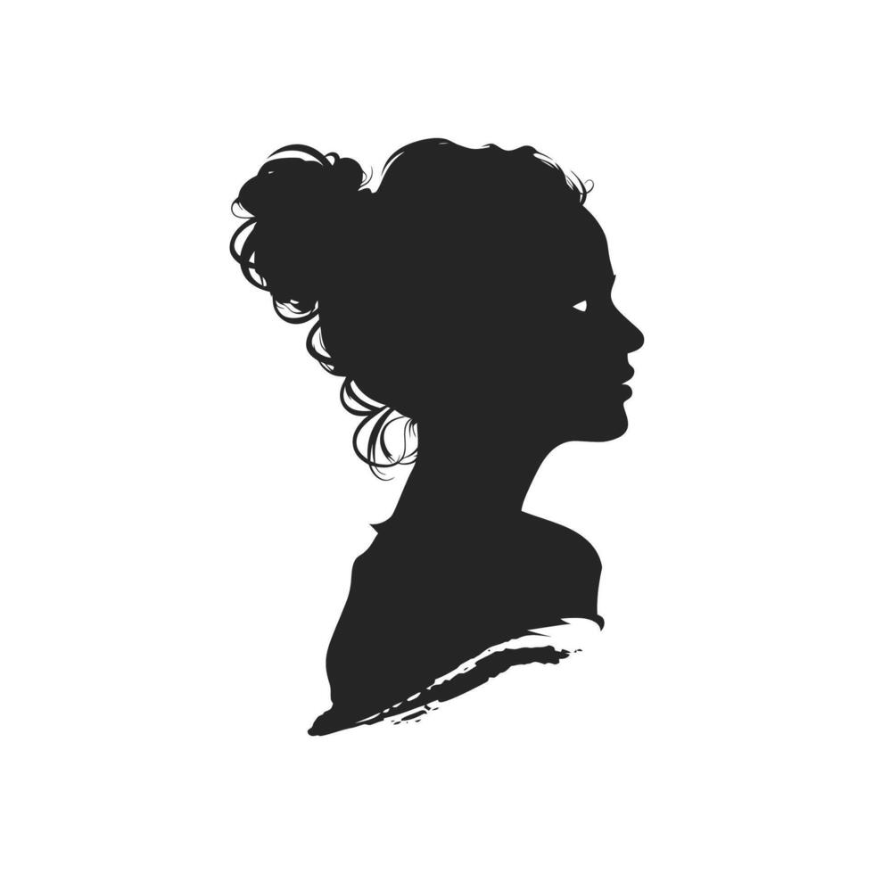 Profile Silhouette of Woman with Short Hair. icon design. vector