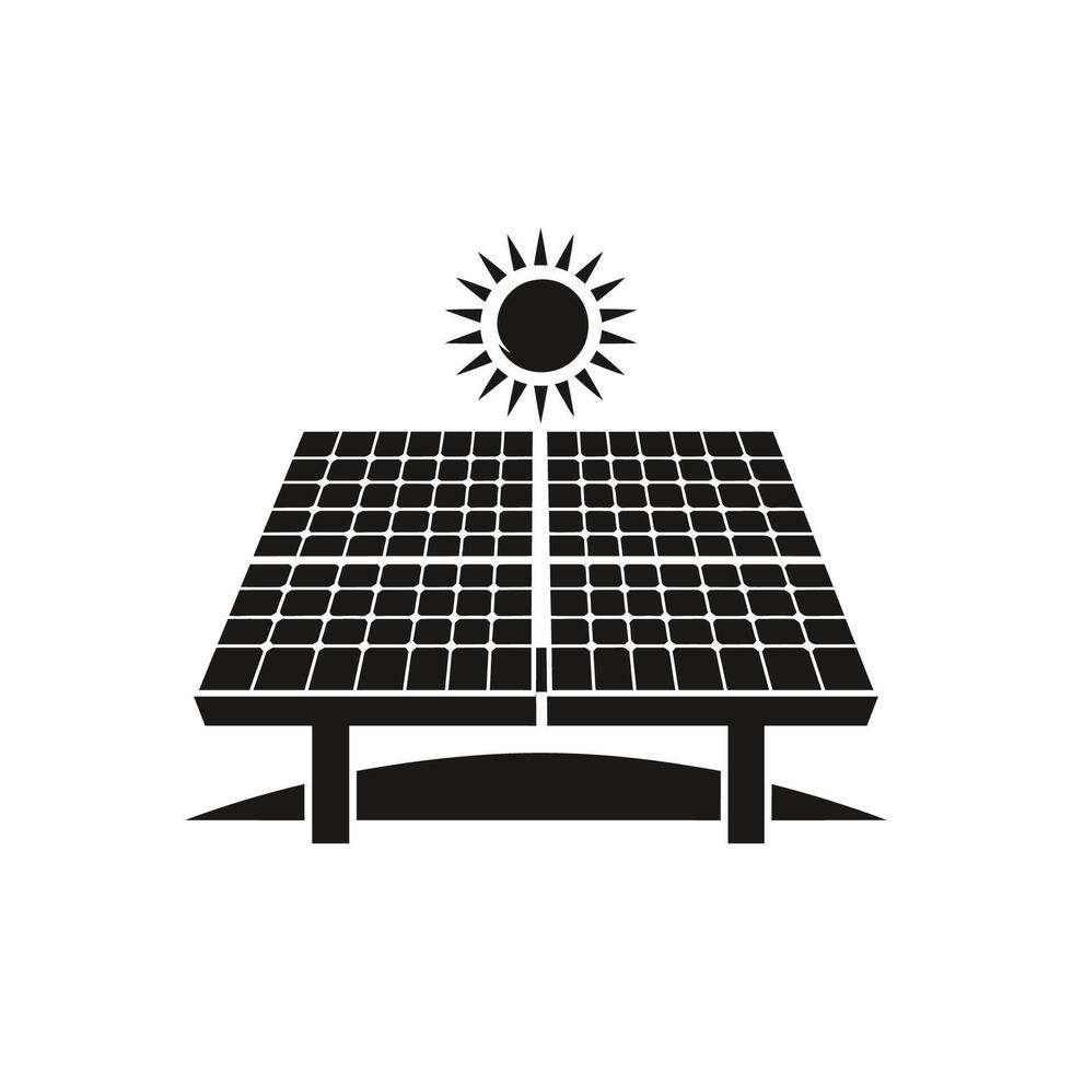 Solar Panel Array with Sun Symbol. icon design. vector
