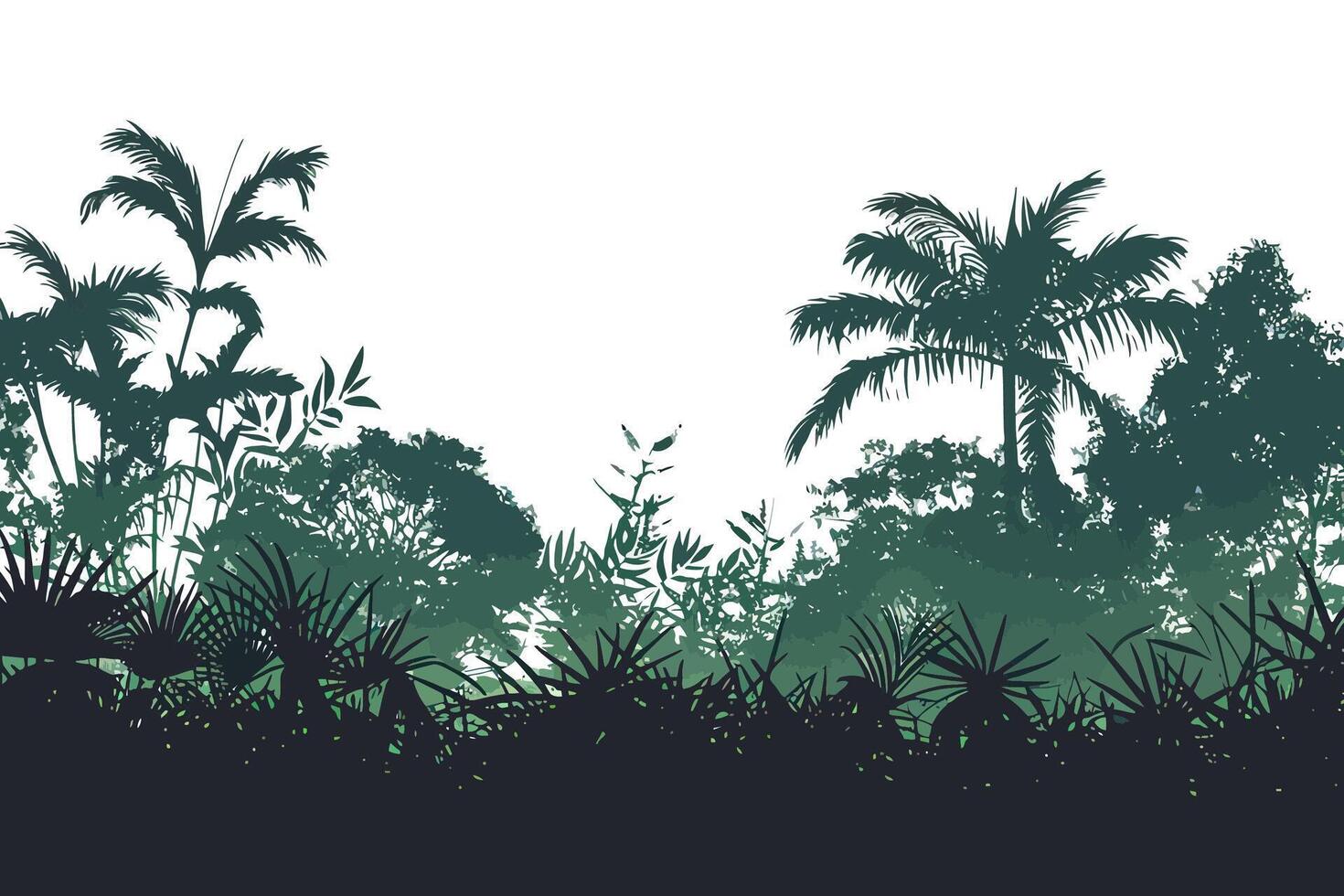 Tropical Jungle Silhouette with Palm Trees. icon design. vector