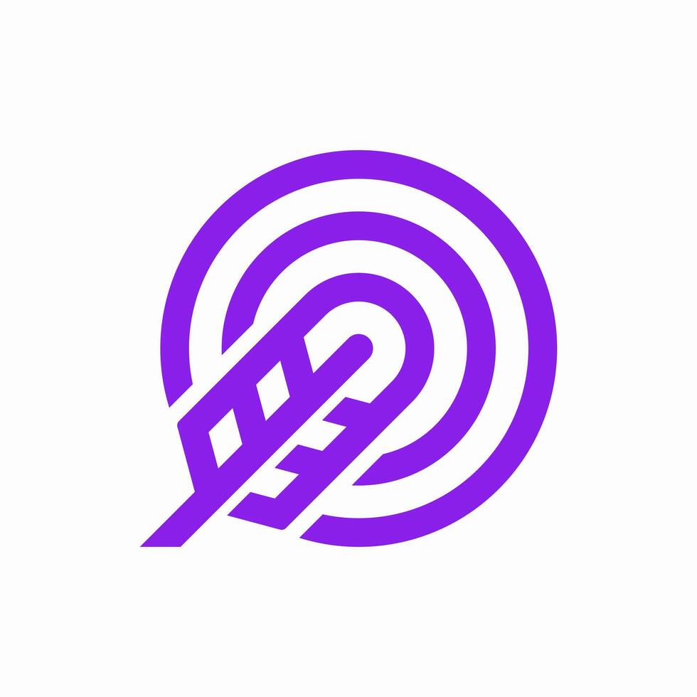 abstract feather pen tech logo vector