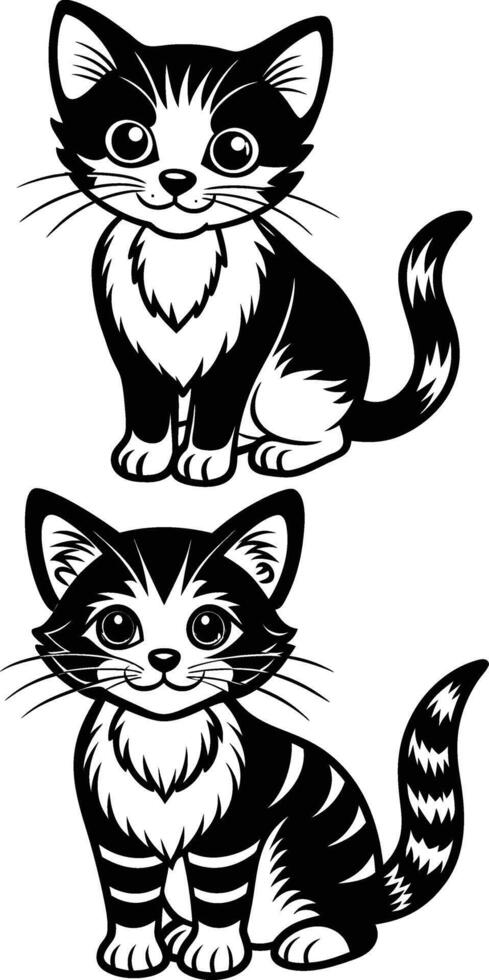 Little Cute cat Silhouette vector
