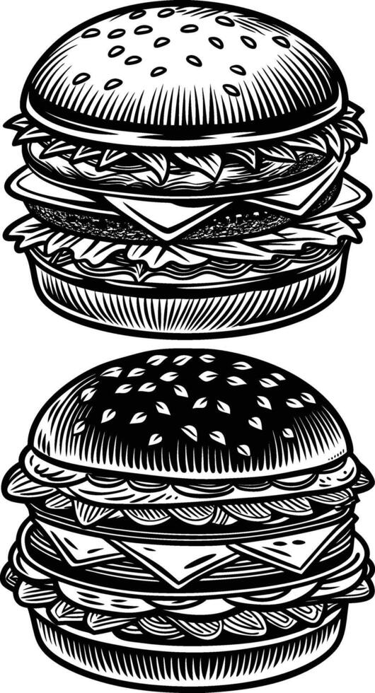 Burger fast food silhouette art vector