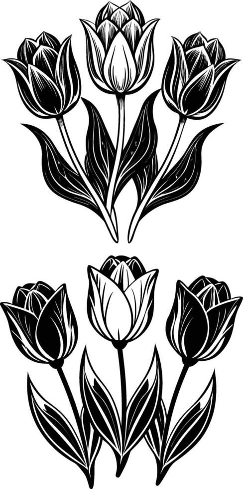 Tulip flower silhouette illustration vector