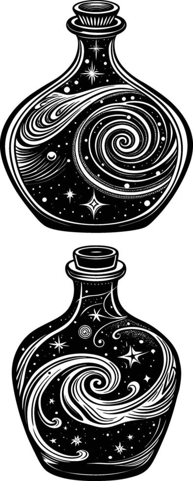 Wine glass and bottle black silhouette vector