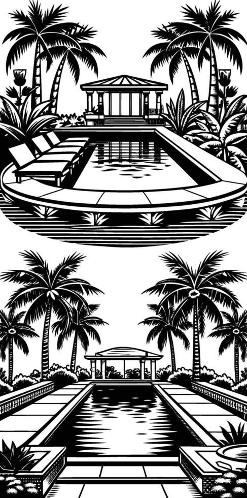 Silhouette swimming pool black color only vector