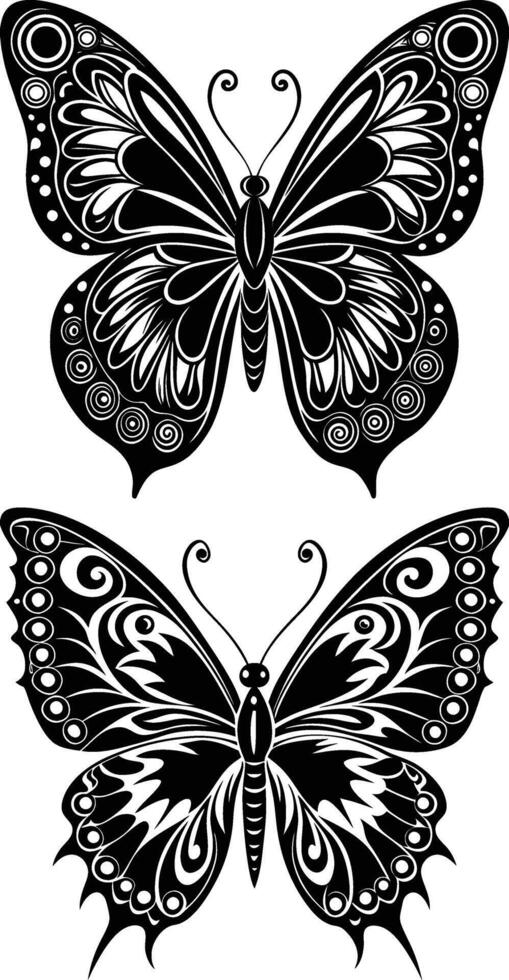 Black and white butterfly Silhouette vector