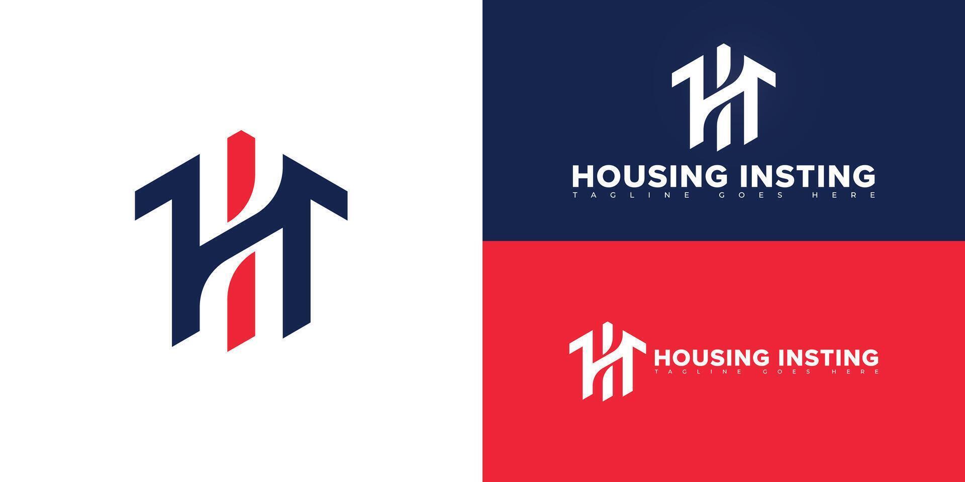 Abstract initial letter HI or IH in blue-red color isolated on multiple background colors. The logo is suitable for home services company logo design inspiration templates. vector