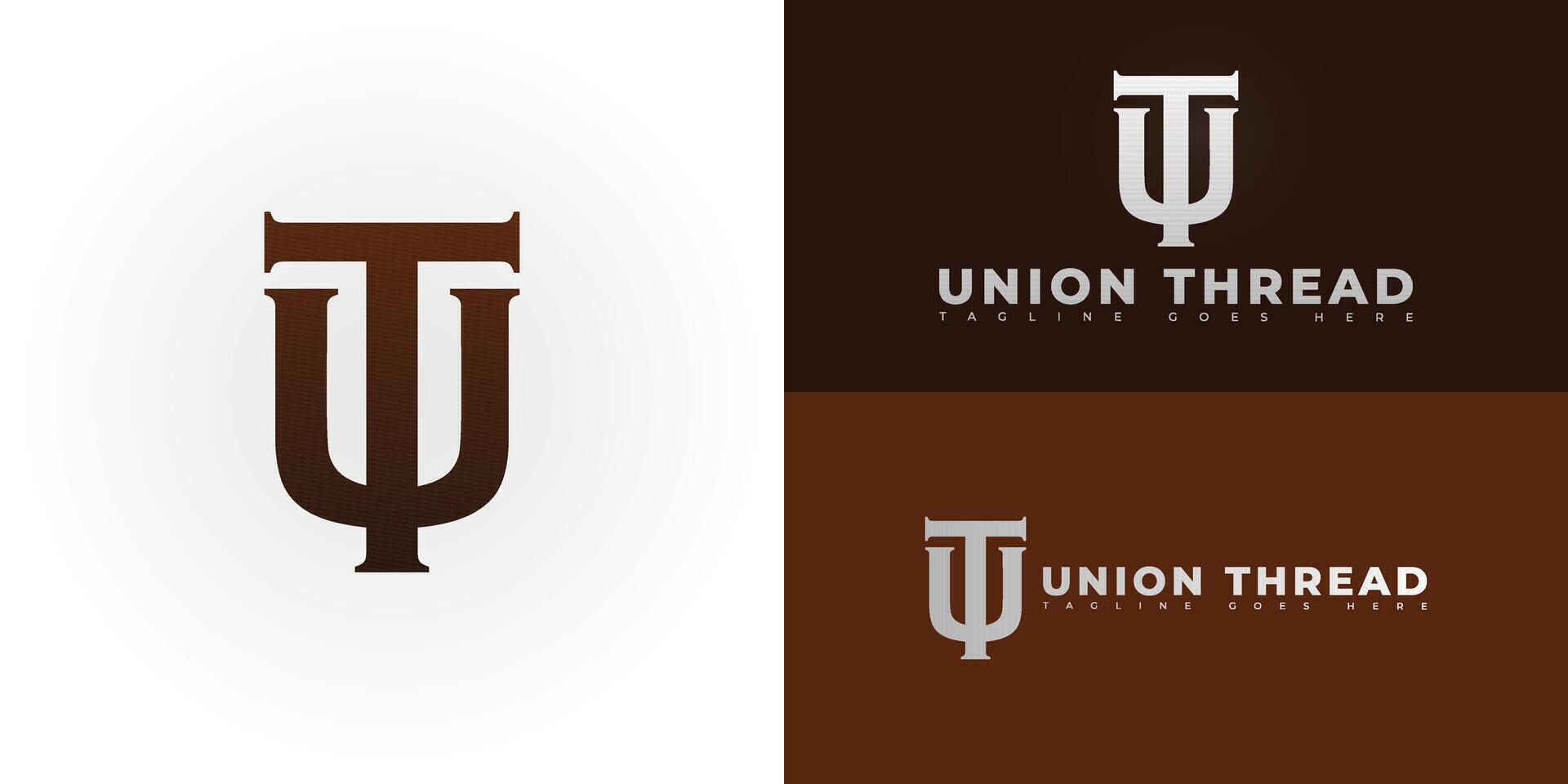 Abstract initial letter UT or TU in brown color isolated on multiple background colors. The logo is suitable for clothing brand logo design inspiration templates. vector