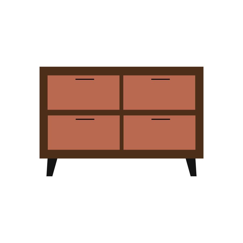 Simple wooden dresser with four drawers displayed on a white background for home decoration ideas vector