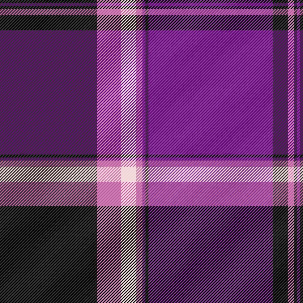 Knit check background texture, lady pattern tartan . Detailed fabric seamless plaid textile in purple and black colors. vector