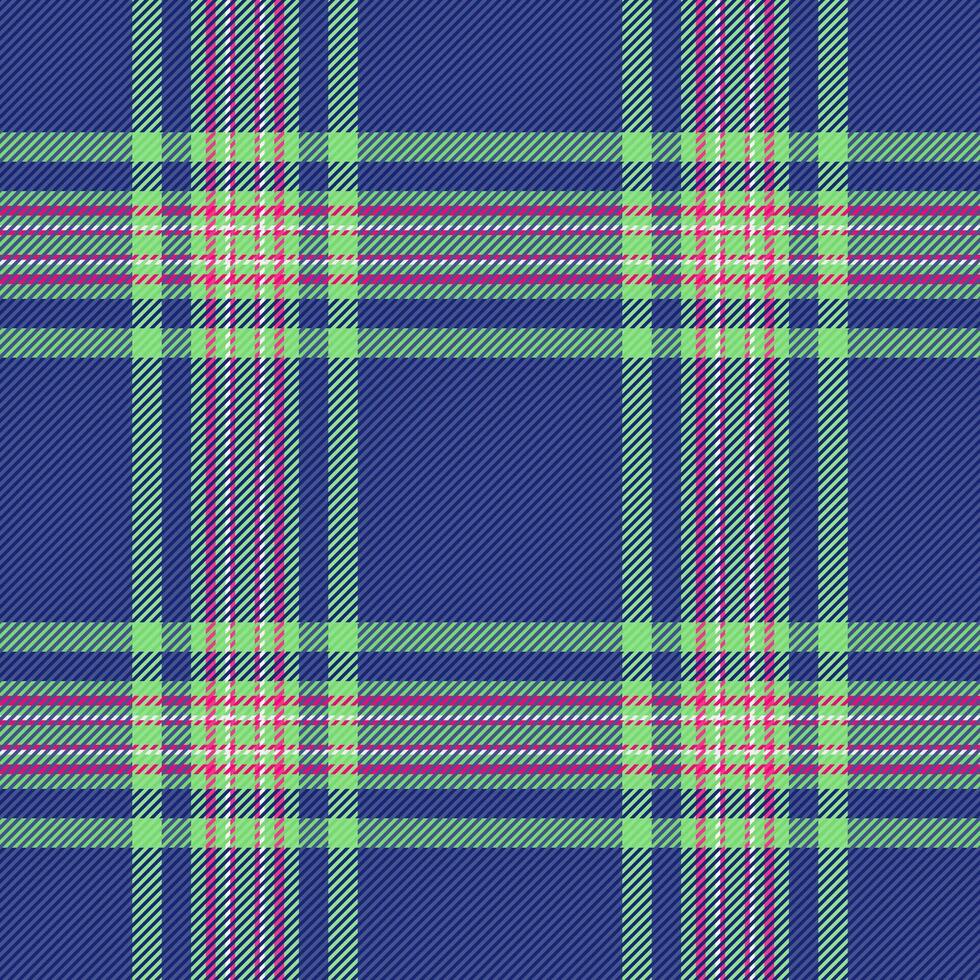 Striped plaid texture, blanket seamless fabric textile. Napkin tartan background check pattern in blue and green colors. vector
