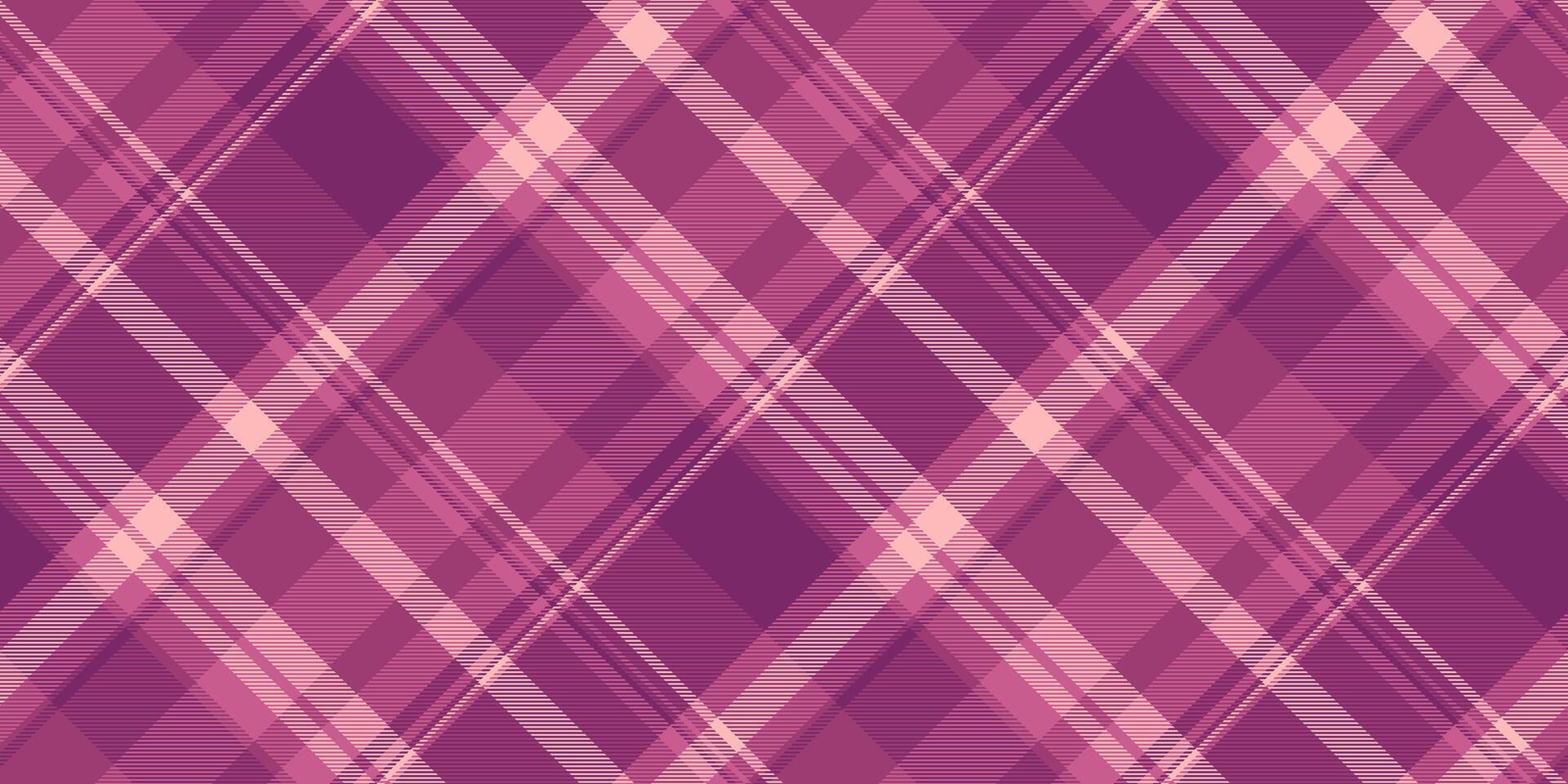Long textile seamless, complexity tartan texture pattern. Fibrous plaid fabric background check in pink and light colors. vector