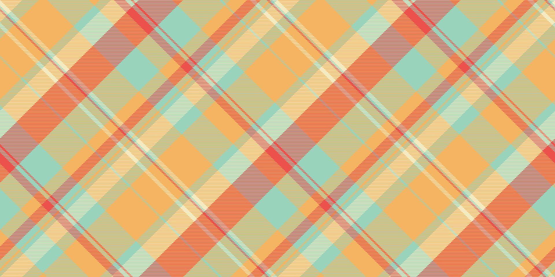 Brand fabric plaid check, bright texture seamless background. Back to school textile tartan pattern in light and orange colors. vector
