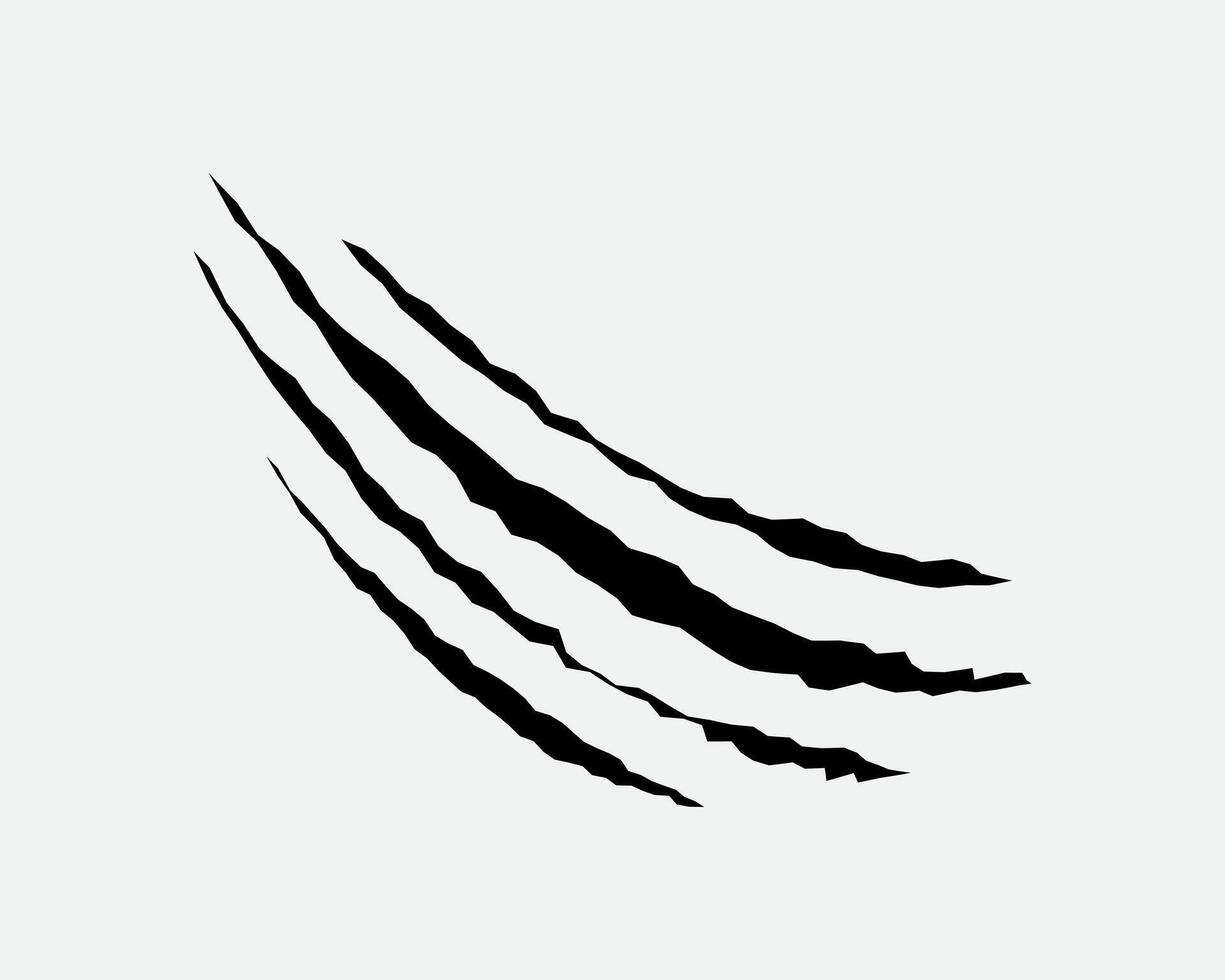 Claws scratches, animal monster mark design element, tattoo and decor for halloween. Black silhouette. vector