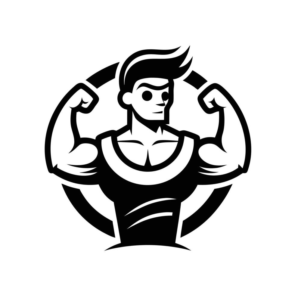Silhouette of a body builder man illustration, Muscular bodybuilder silhouette illustration isolated on white background. Sport man strong arms show in different pose. Body builder vector