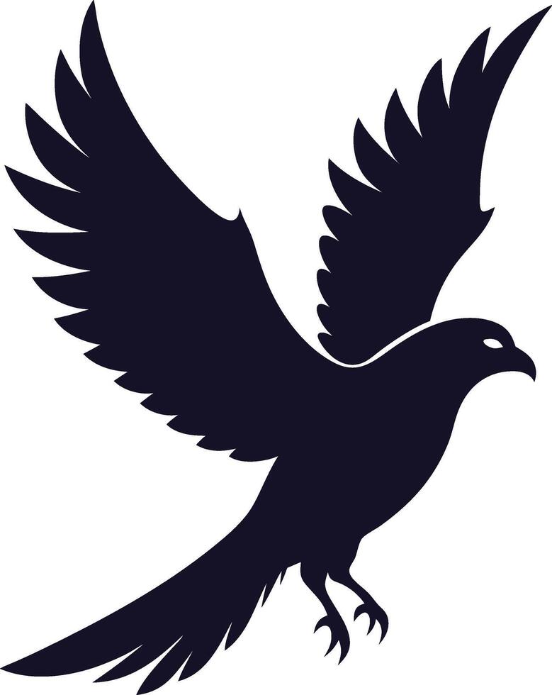 A Flying Bird black and White Silhouette vector