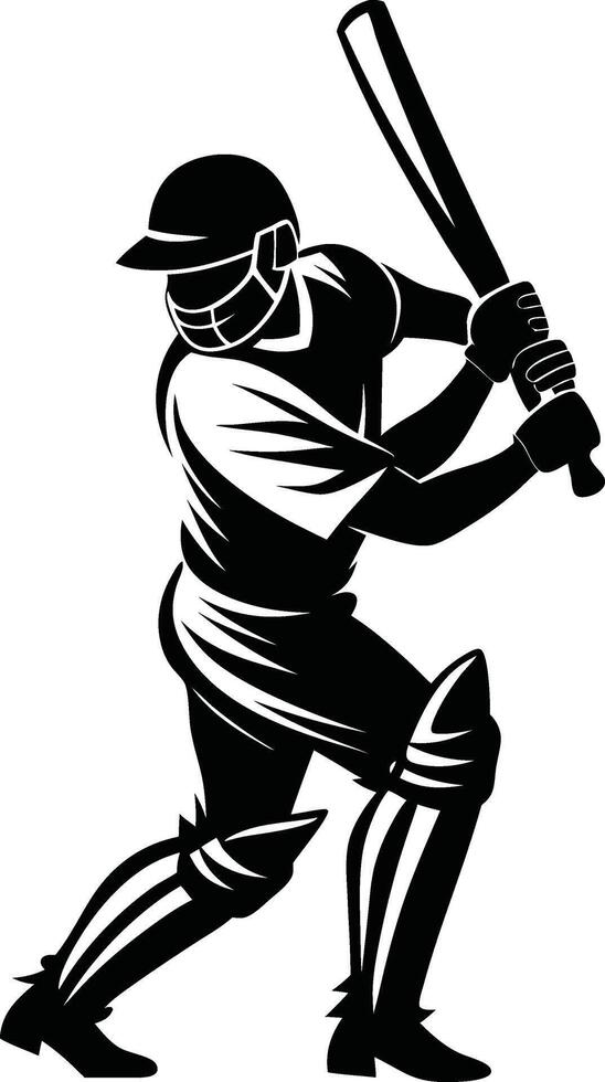 A Cricket Player Black and white Design vector