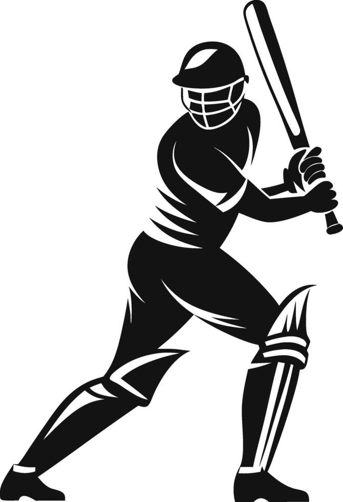 Cricket batsman black Cut Out vector