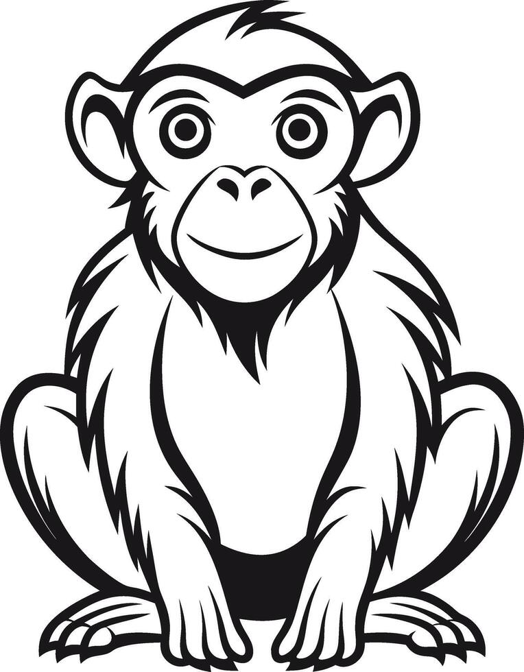 Cute Monkey black Silhouette. vector