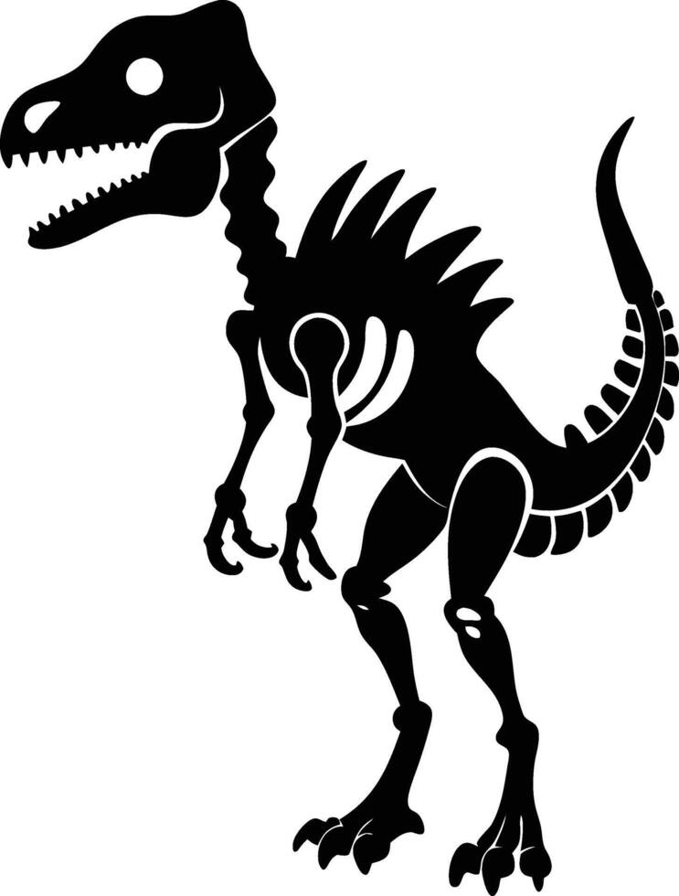 Silhouette Dinosaur skeleton black color vector