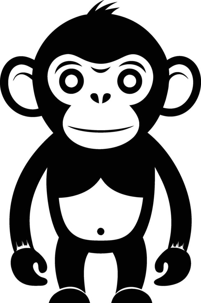 Monkey black Silhouette. vector