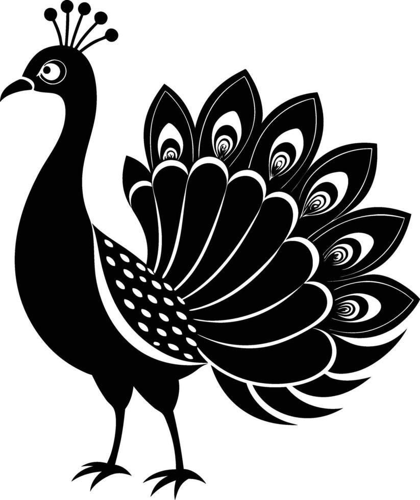 Peacock feather black and white vector