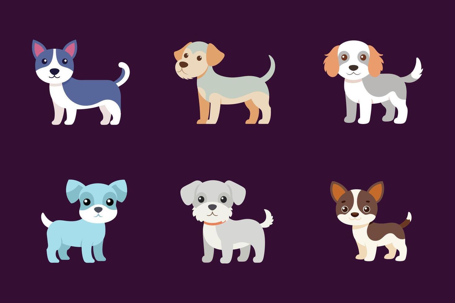 Cute Puppy Dog Illustration Bundle, Icon, Logo, Clipart vector