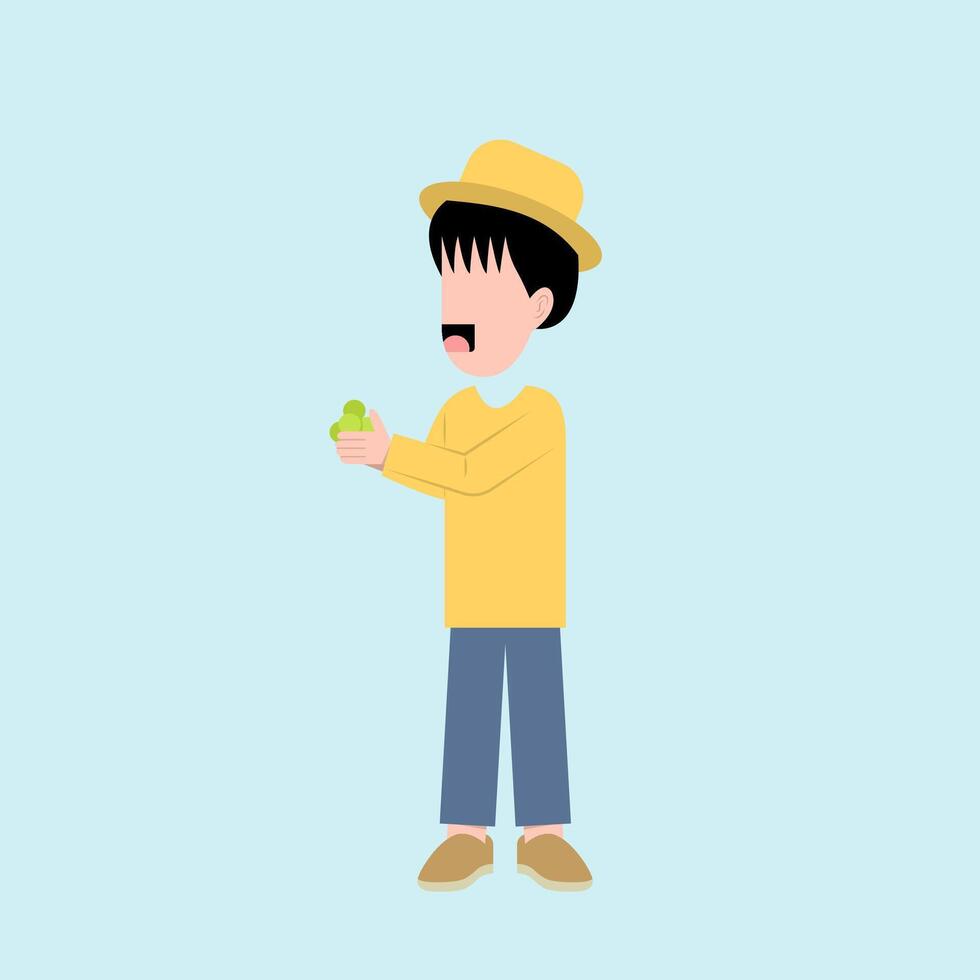Character Of Little Boy Farmer vector