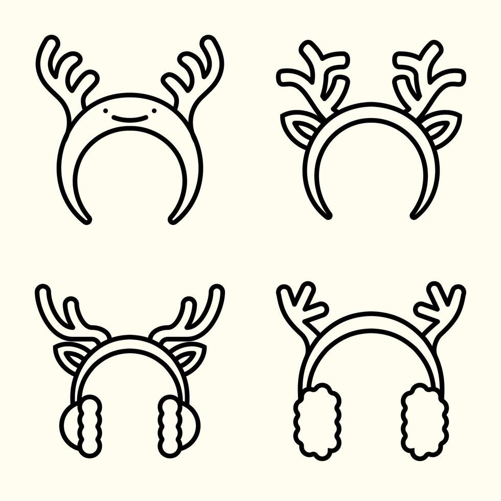 Four different reindeer headbands with earmuffs vector