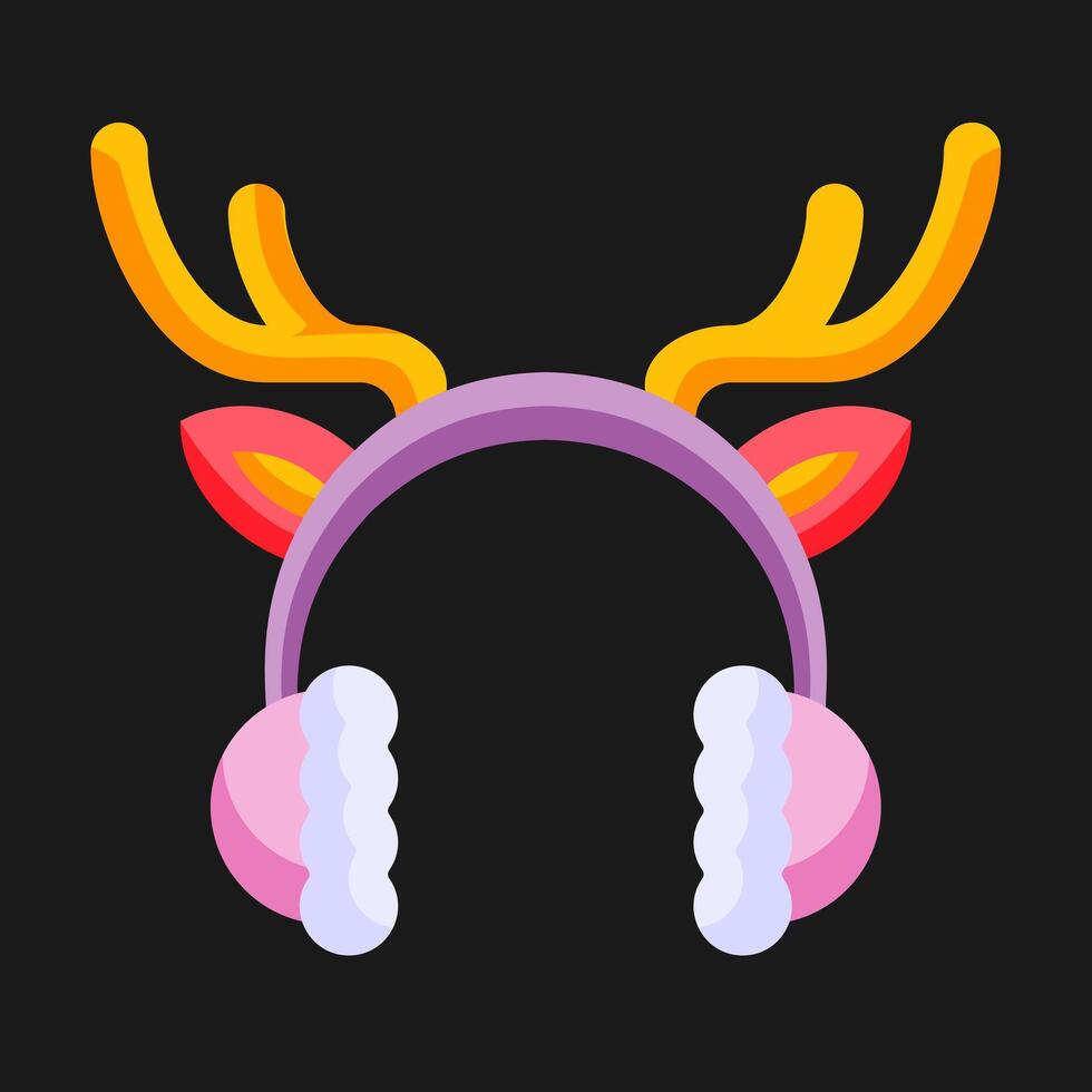 A cartoon deer head with ear muffs and antlers vector