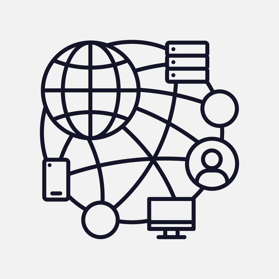 Network and Big Data Icon Illustrating Complexity in Systems vector