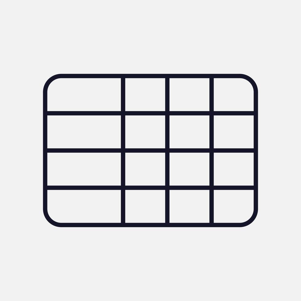 Excel Grid Icon and Table Layout for Efficient Data Management vector