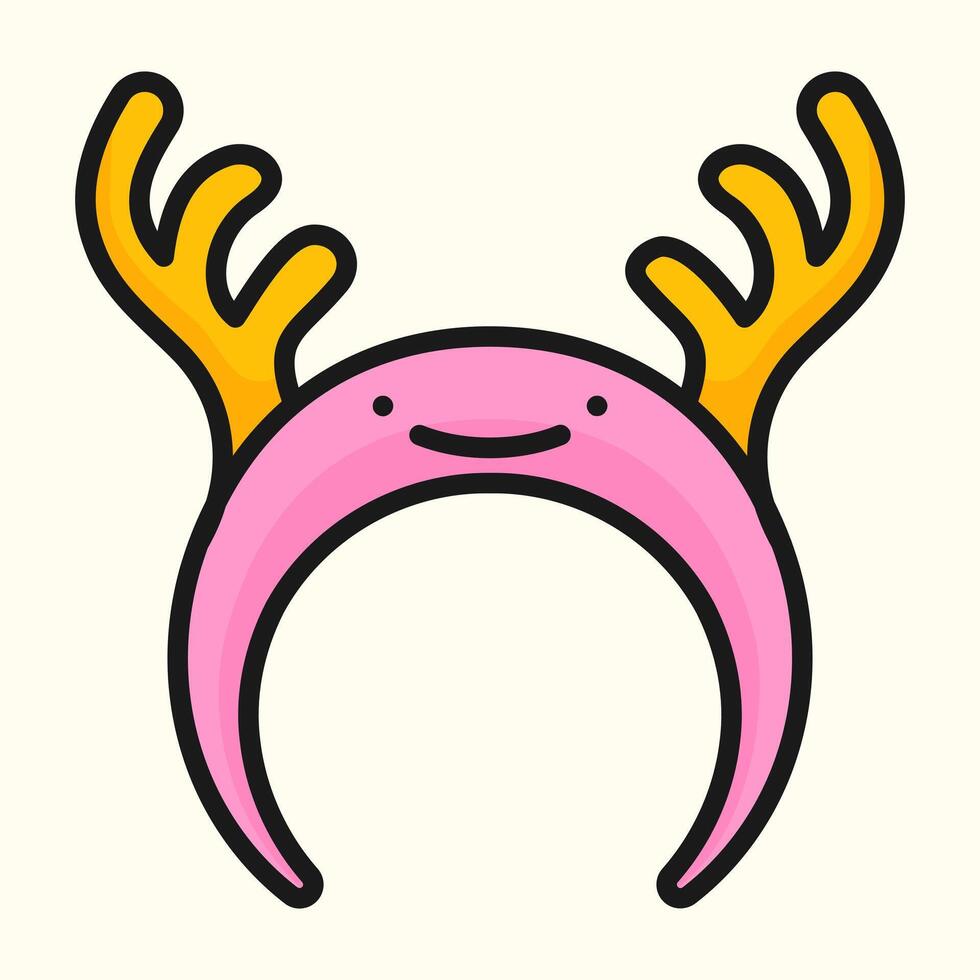 A pink deer head with horns and a smile vector
