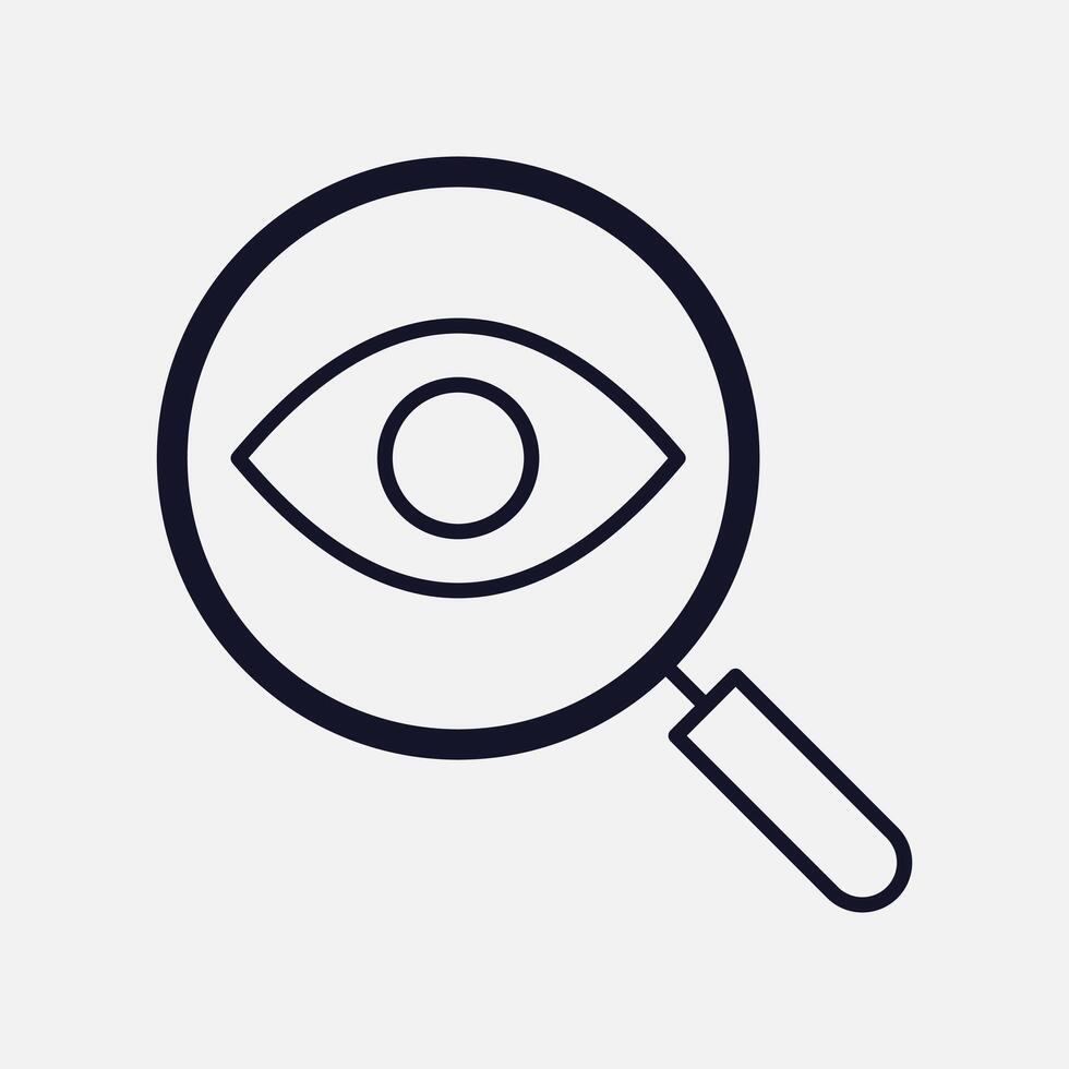 Eye and Magnifying Glass Icon for Search and Audit vector