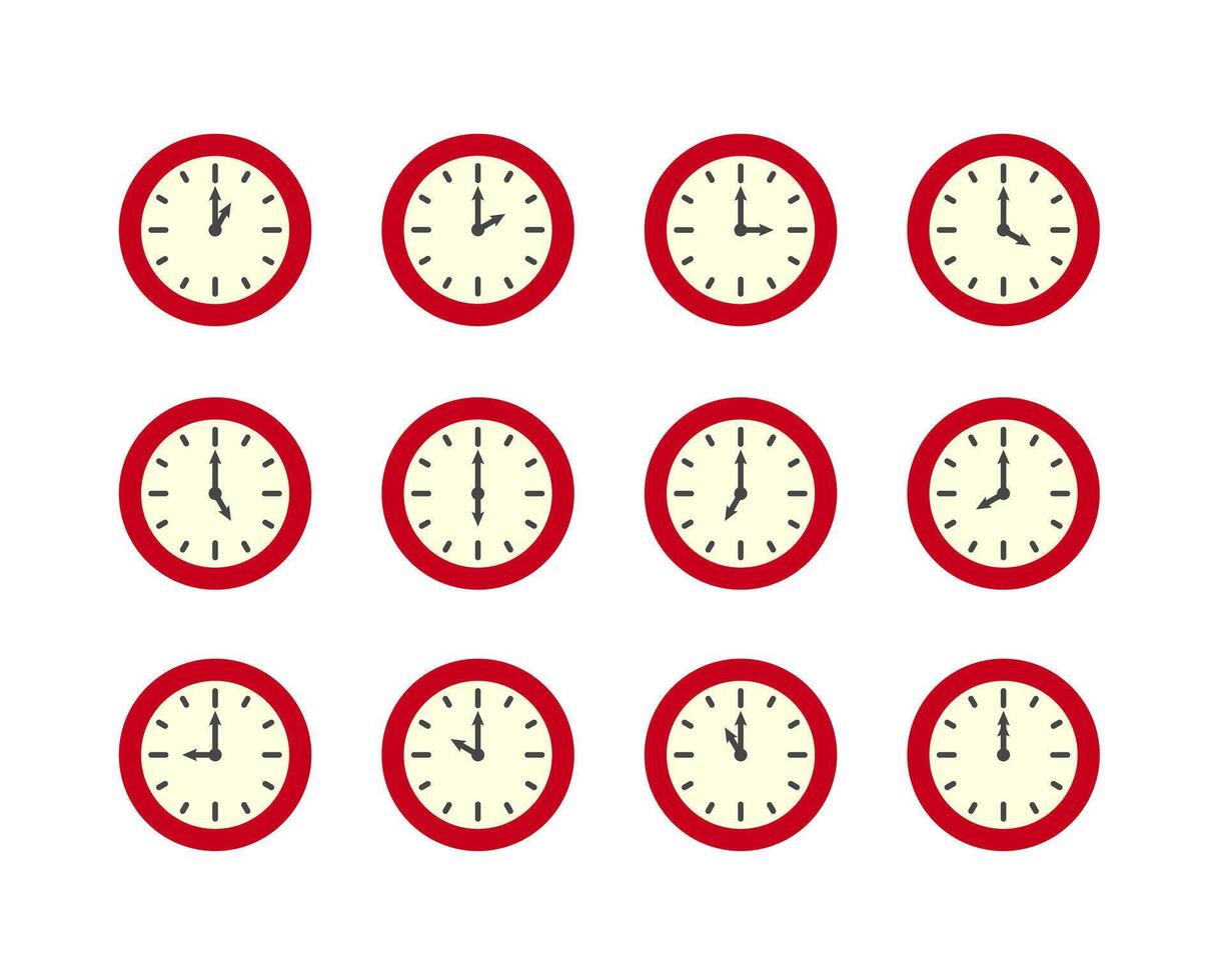 Summer clock icon design with apple. Collection of fruit icons of time. vector