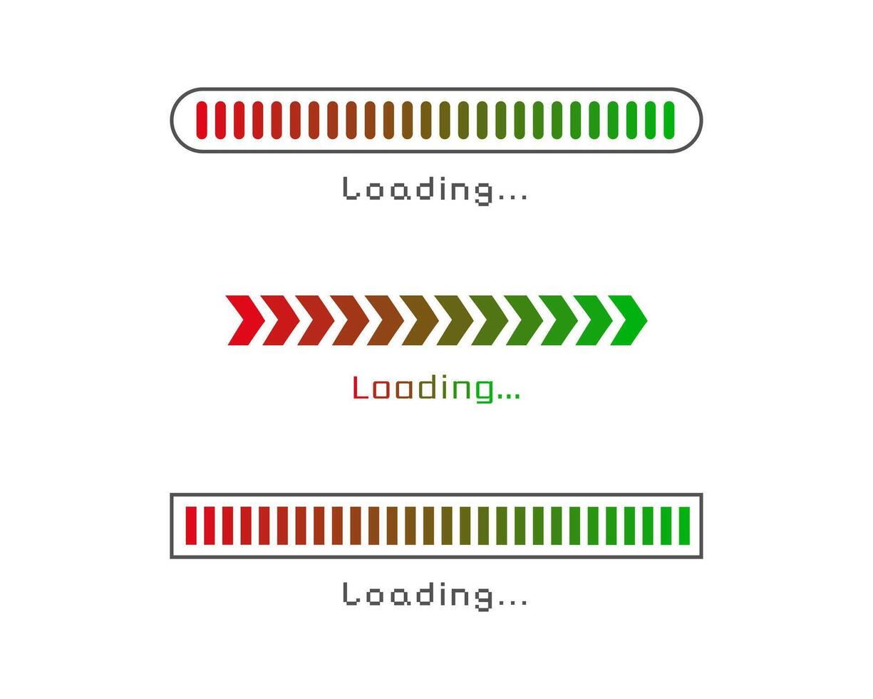 Collection Loading bar status icon. illustration. Set of loaded icons. Download progress. Donload or Upload. vector