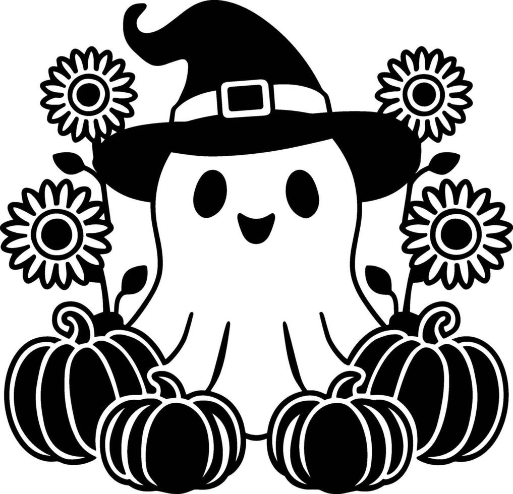 Ghost in Witch Hat vector
