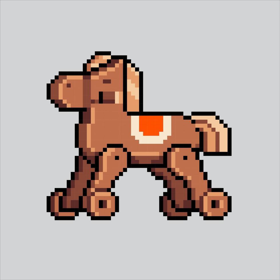 Pixel art illustration Children Horse Toy. Pixelated Riding Horse. Children Park Horse Riding Toy icon pixelated for the pixel art game and icon for website and game. old school retro. vector