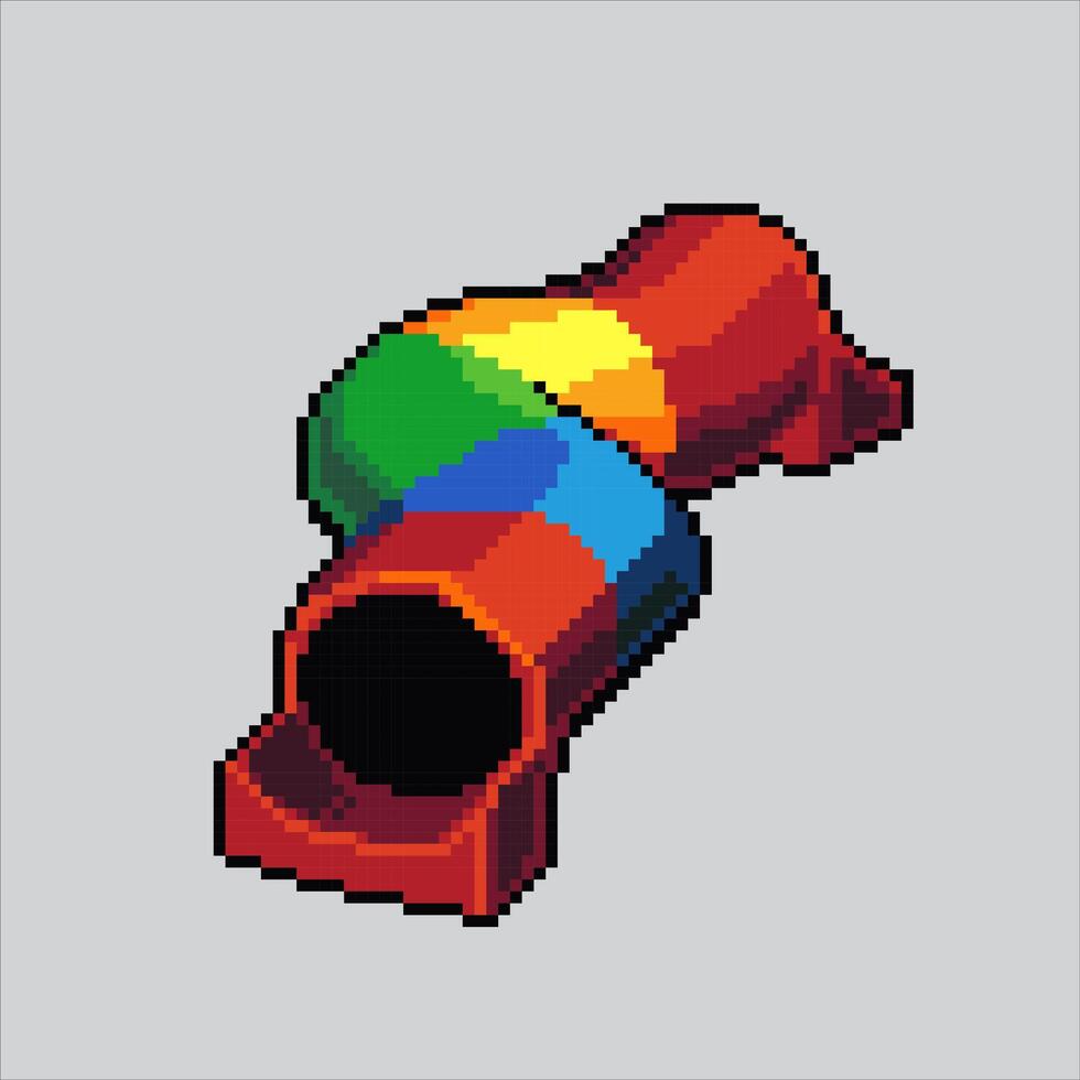 Pixel art illustration Children Tunnel. Pixelated Tunnel. Children Park Tunnel Waterslide icon pixelated for the pixel art game and icon for website and game. old school retro. vector