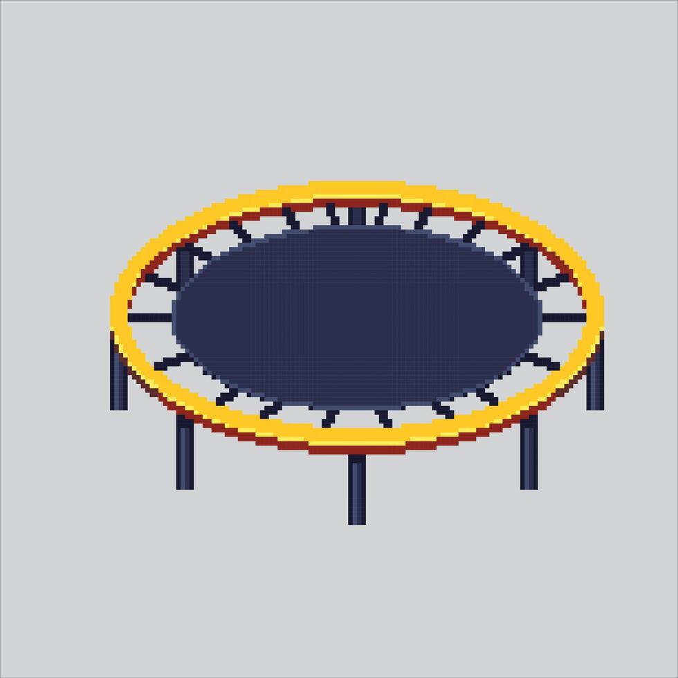 Pixelated Kid Trampoline. Playground kid trampoline icon pixelated for the pixel art game and icon for website and game. old school retro. vector