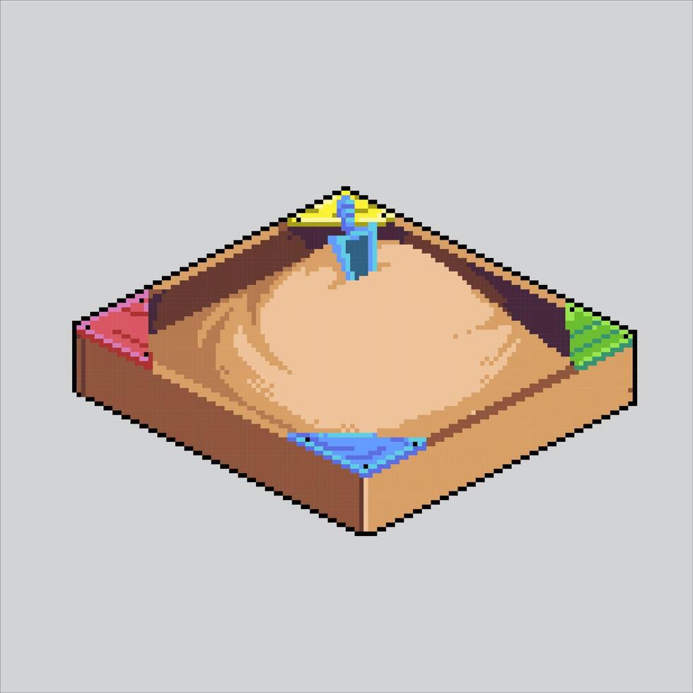 Pixel art illustration Children Sandbox. Pixelated Sandbox Kid. Children Park Sandbox icon pixelated for the pixel art game and icon for website and game. old school retro. vector