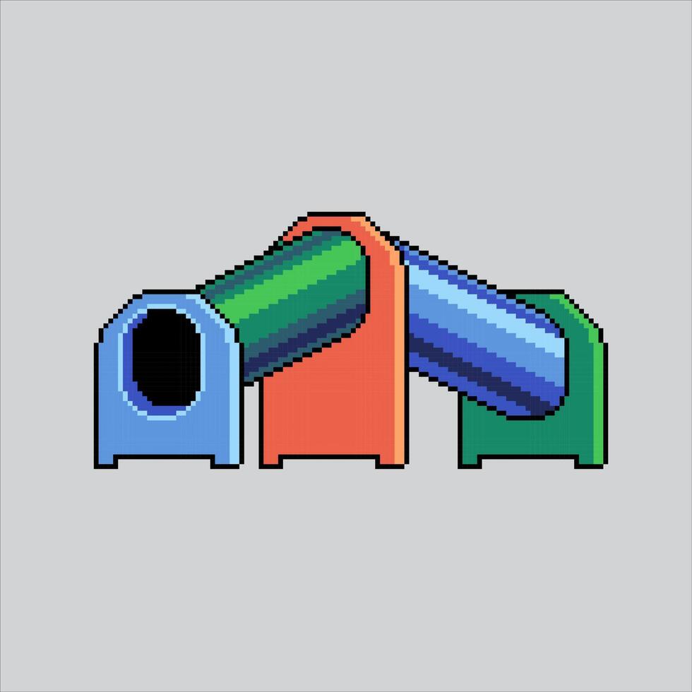 Pixel art illustration Children Tunnel. Pixelated Tunnel. Children Park Tunnel Waterslide icon pixelated for the pixel art game and icon for website and game. old school retro. vector