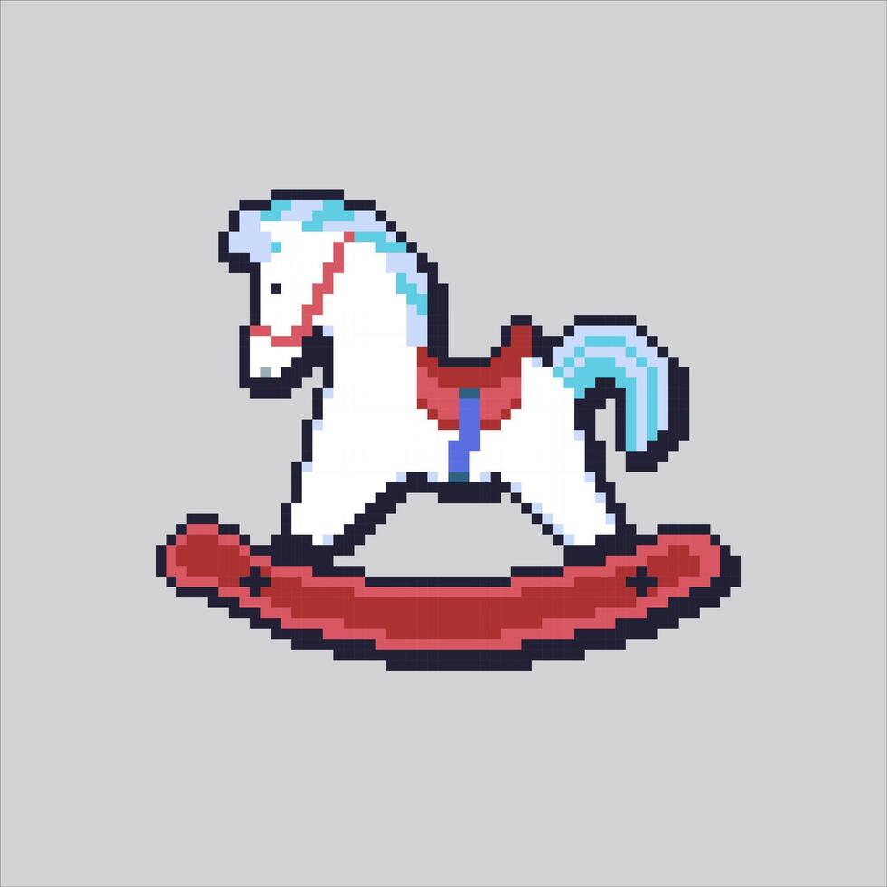 Pixel art illustration Children Horse Toy. Pixelated Riding Horse. Children Park Horse Riding Toy icon pixelated for the pixel art game and icon for website and game. old school retro. vector
