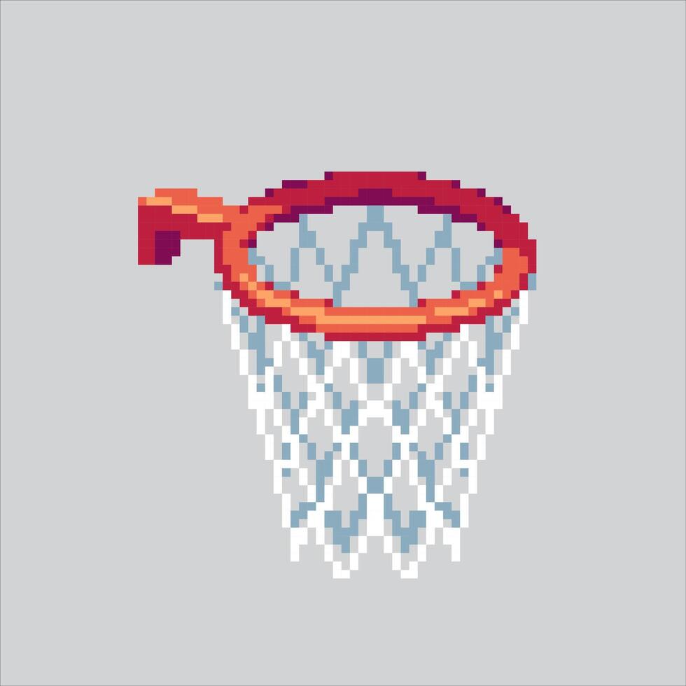 Basketball Ring icon pixelated for the pixel art game and icon for website and game. old school retro. vector