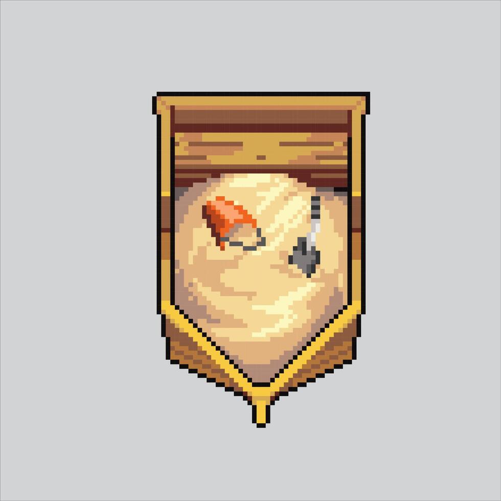 Pixel art illustration Children Sandbox. Pixelated Sandbox Kid. Children Park Sandbox icon pixelated for the pixel art game and icon for website and game. old school retro. vector