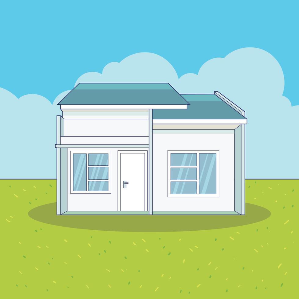 indonesian style minimalist house vector