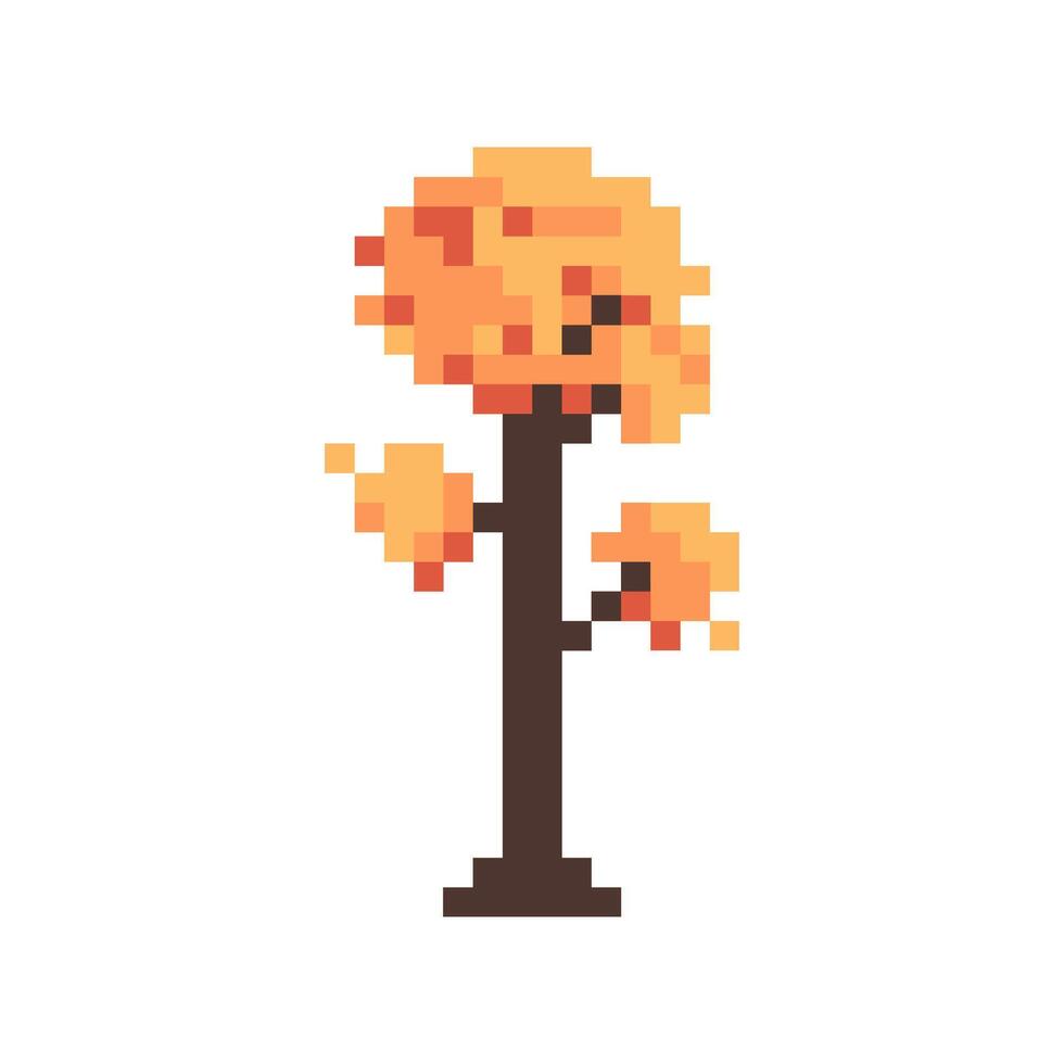 autumn tree pixel art for your needs vector