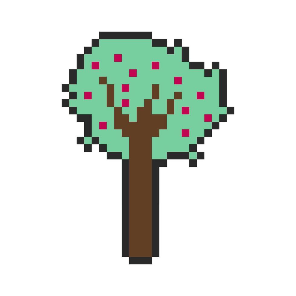 green tree pixel art for your needs vector