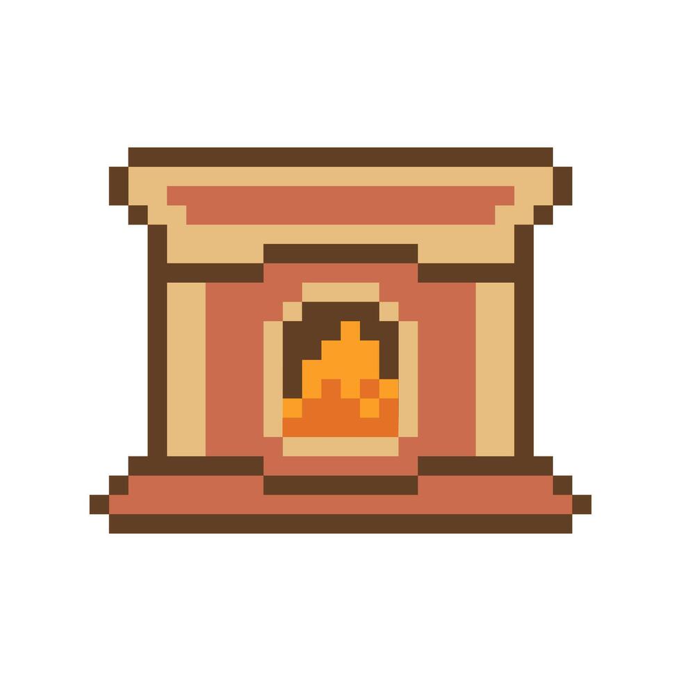 fireplace pixel art for your needs vector